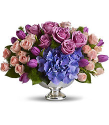 Teleflora's Purple Elegance Centerpiece Cottage Florist Lakeland Fl 33813 Premium Flowers lakeland